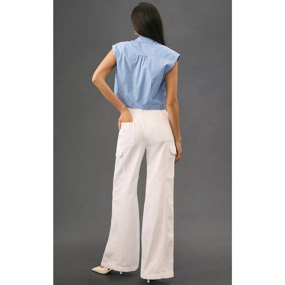 NWT Hudson High-Rise Wide-Leg White Cargo Pants - 32 waist - Picture 3 of 6